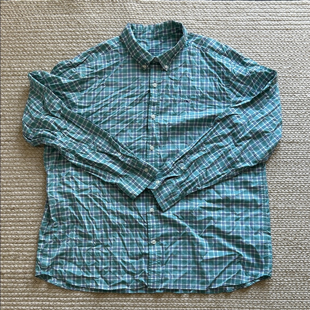 Vineyard Vines Men's Green Plaid Shirt